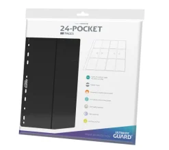 Album Pages Side-Loading 24-Pocket QuadRow Black Standard Size (10) Portfolio