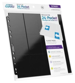 Album Pages Side-Loading 24-Pocket QuadRow Black Standard Size (10) Portfolio