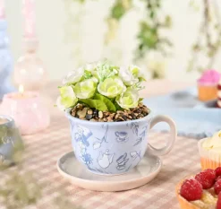 Alice Teacup Planter with Faux Plant