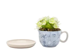 Alice Teacup Planter with Faux Plant