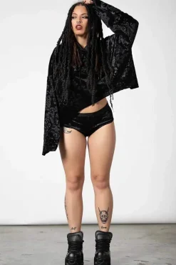 Anesthesia Velvet Cropped Hoodie