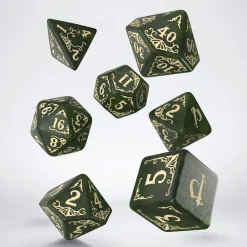 Arcadia Poly Glitter Green /Gold (7) Terningsett, Pathfinder