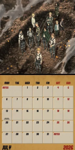 ATTACK ON TITAN 2026 SQUARE CALENDAR
