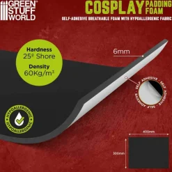 Black 6mm Cosplay Padding Foam 300x400mm