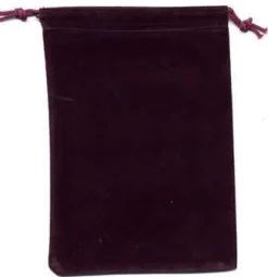 Burgundy Velour Dice Pouch (L) Terningpose