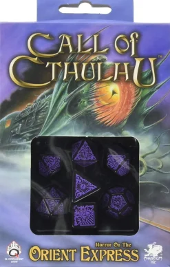 Call of Cthulhu Horror At the Orient Express Poly Black /Purple (7) Terningsett, Call of Cthulhu RPG
