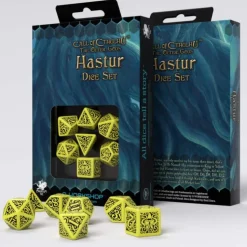 Call of Cthulhu Outer Gods Hastur Poly Yellow /Black (7) Terningsett, Call of Cthulhu RPG