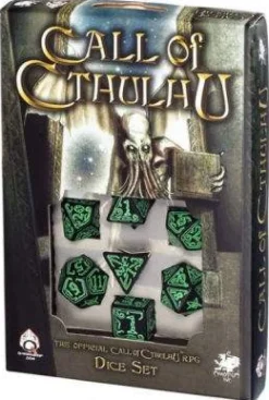 Call of Cthulhu Poly Black /Green (7) Terningsett, Call of Cthulhu RPG