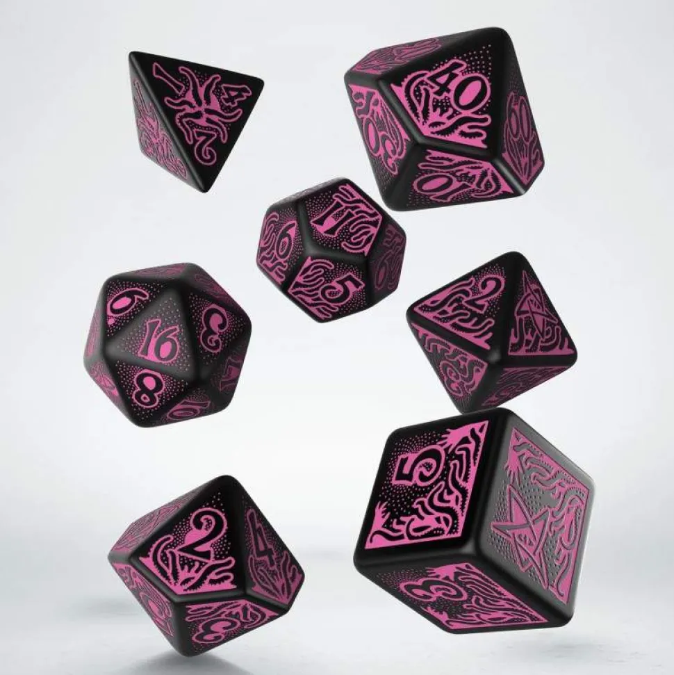 Call of Cthulhu 7th Edition Poly Black /Magenta (7) Terningsett, Call of Cthulhu RPG