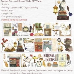 Cats and Books Wide PET Tape