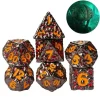 Colorful Metal Poly Intellect Devourer Black, Red /Orange (7) Terningsett