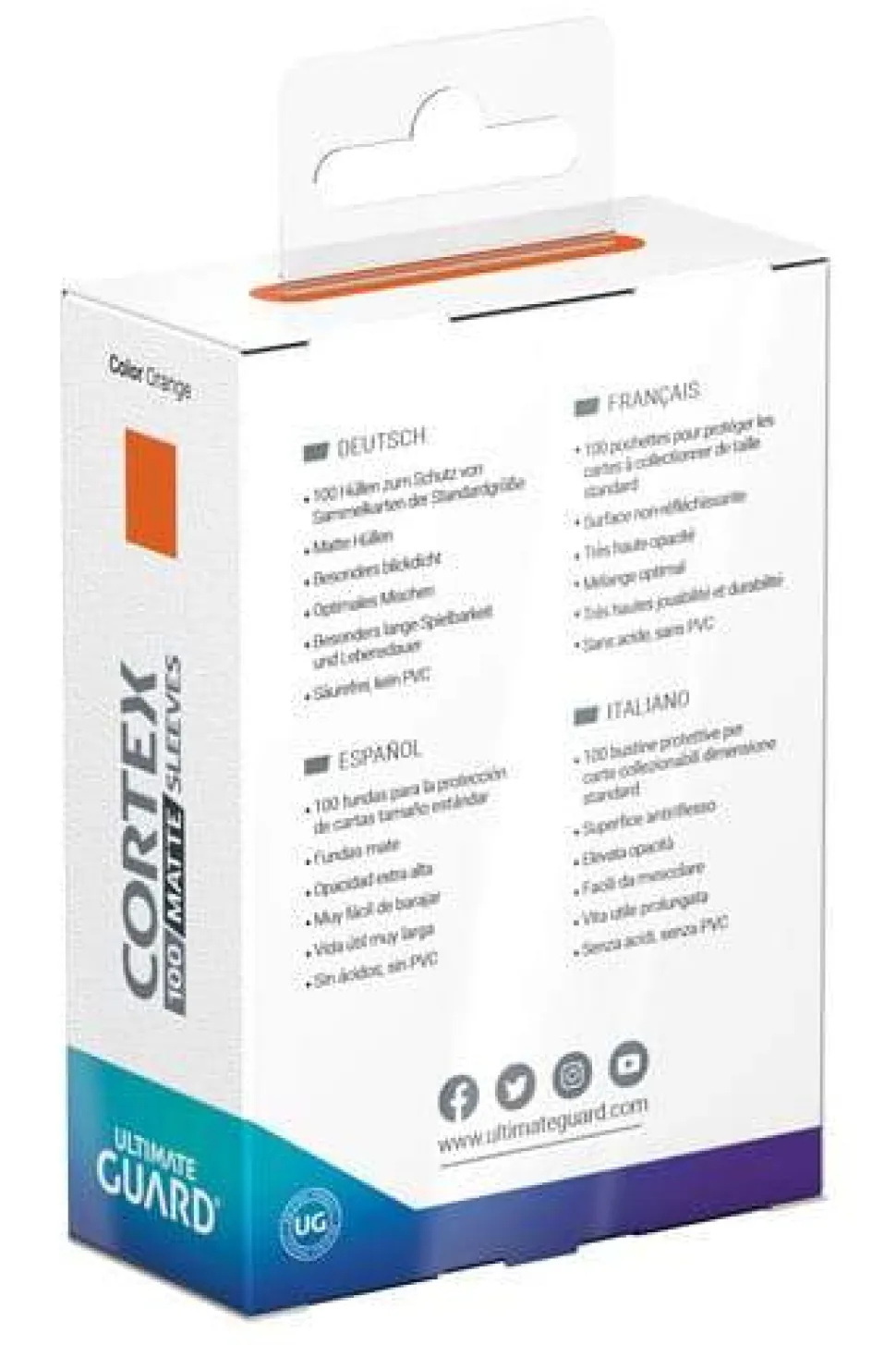 Cortex Sleeves Matte Orange Standard Size (100) Kortlommer, Cortex