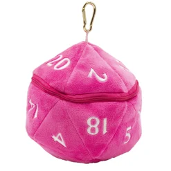 D20 Hot Pink Plush Dice Bag Terningpose