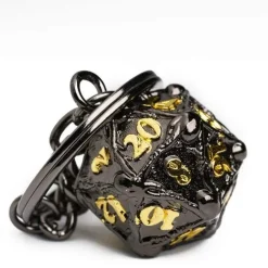 D20 Keychain Black /Gold