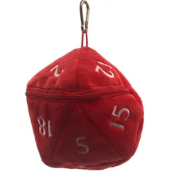 D20 Red Plush Dice Bag Terningpose