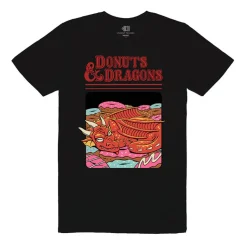 Donuts And Dragons Black T-Shirt