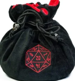 Flannel Black Drawstring Dice Bag Terningpose