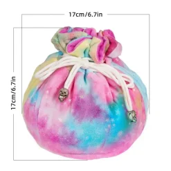 Flannel Rainbow Stars Drawstring Dice Bag