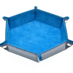 Foldable Leather Hexagon Sky Blue Dice Tray