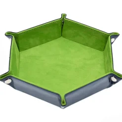 Foldable Leather Hexagon Light Green Dice Tray
