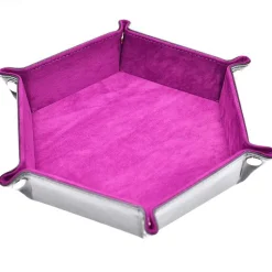 Foldable Leather Hexagon Rose Red Dice Tray