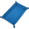 Foldable Leather Rectangular Blue & Black Dice Tray