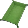 Foldable Leather Rectangular Green & Black Dice Tray
