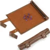 Foldable Leather Scroll Brown Dice Tray