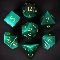 Gemstone Poly Cat's Eye Dark Green /Gold (7)