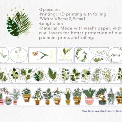 Green Oasis Washi Tape Sticker Set