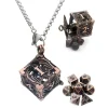 Hollow D6 Necklace with tiny Metal Poly Ancient Copper Dice Set (7)