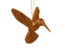 Hummingbird Glitter Amber Plastic Ornament