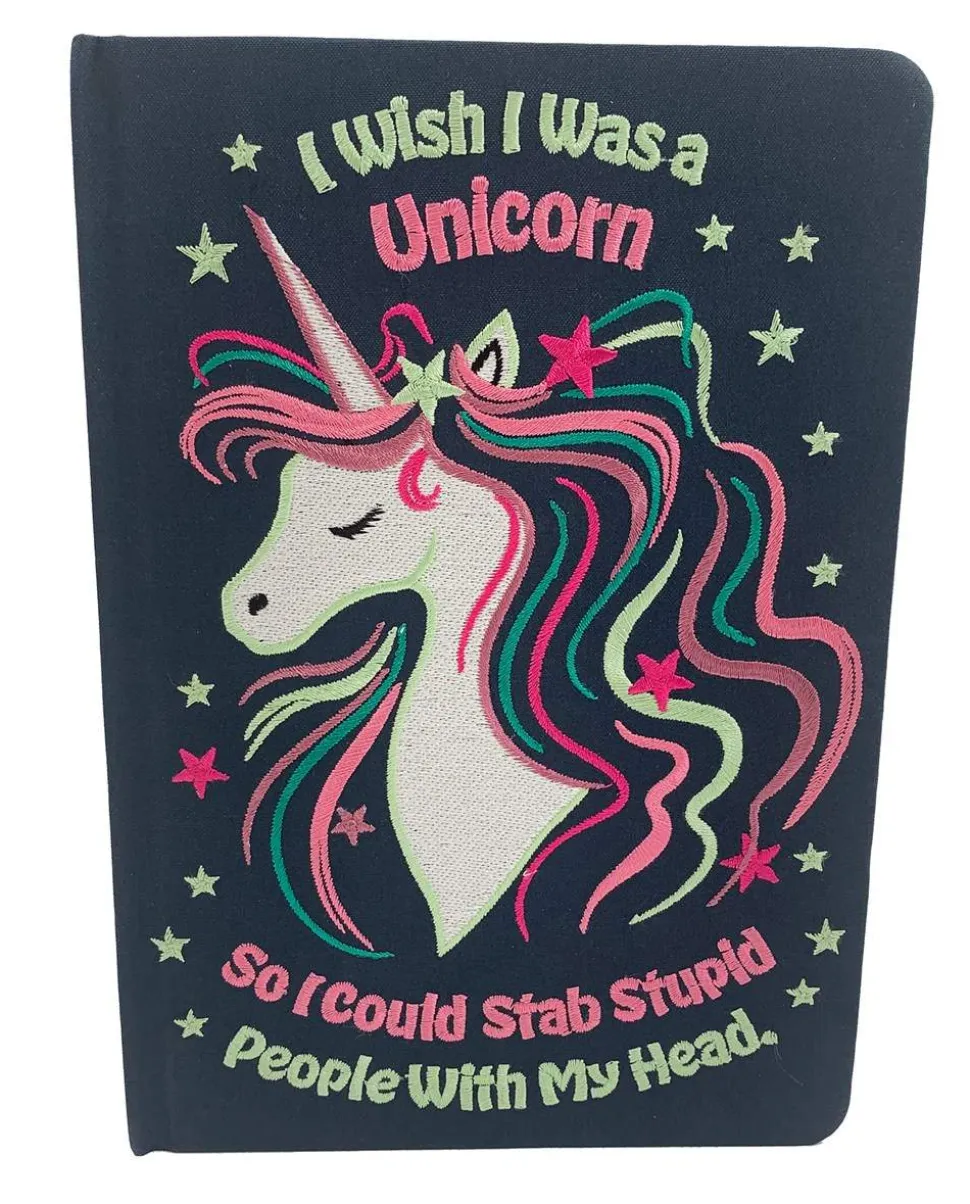 I Wish I Was A Unicorn Embroidered Journal