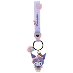 Kuromi Peach Series Keychain with Hand Strap