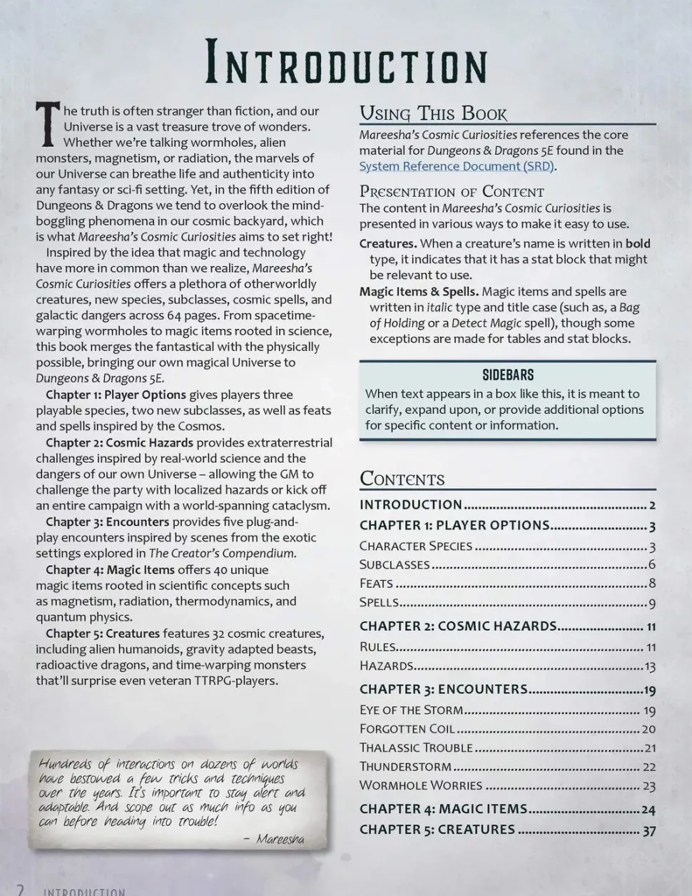 Mareesha's Cosmis Curiosities HC