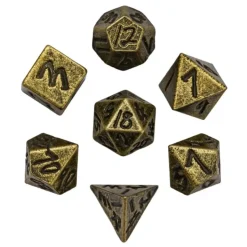 Metal Keychain Bullet with tiny Metal Poly Dice Set Bronze (7)