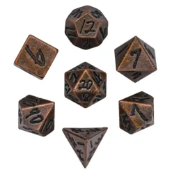 Metal Keychain Bullet with tiny Metal Poly Dice Set Copper (7)