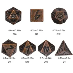 Metal Keychain Bullet with tiny Metal Poly Dice Set Copper (7)