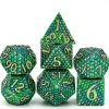 Metal Poly Dragon Scale Green, Blue /Gold (7) Terningsett