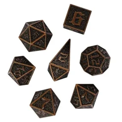 Metal Poly Maze Dice Barrel Copper (7) Terningsett