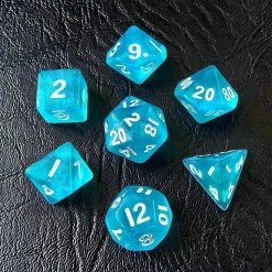 Moonstone Mini Poly Light Blue /White (7) Terningsett