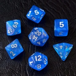 Moonstone Mini Poly Mandarin Blue /White (7) Terningsett