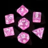 Moonstone Mini Poly Pink /White (7) Terningsett