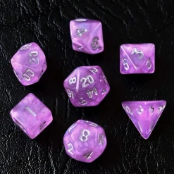 Moonstone Mini Poly Violet /White (7) Terningsett