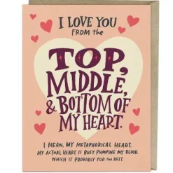 6-Pack Em & Friends Love You Top Middle Bottom Greeting Cards