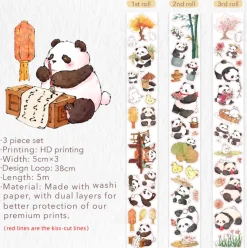 Panda Pilgrimage Washi Tape Sticker Set