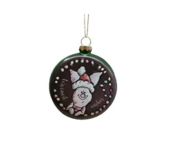 Piglet Glass Disc Ornament 8 cm