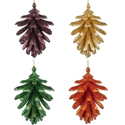 Pinecone Glitter Plastic Ornament Assortert