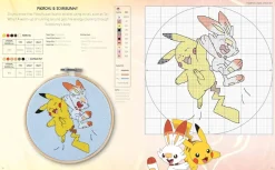 PokeMon Cross Stitch Kit: Includes Patterns and Materials to Stitch Pikachu & Piplup, & Evee, and Charts for 16 Other PokeMon Projects