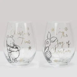 Pooh and Piglet Christmas Glasses Set of 2